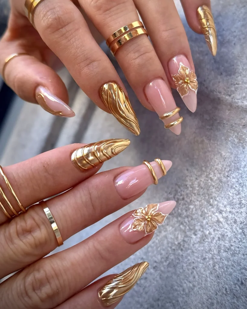Glamorous-Gold-and-Flower-Nail-Art.webp