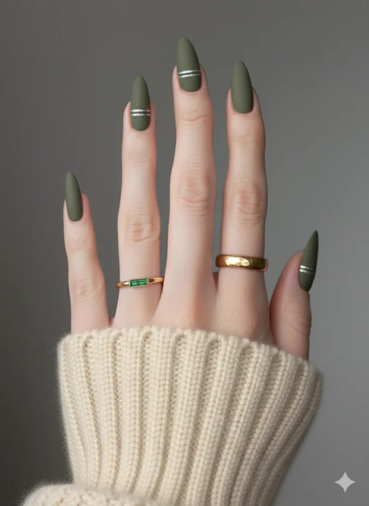 Matte-Olive-Green-with-Silver-Stripes.webp