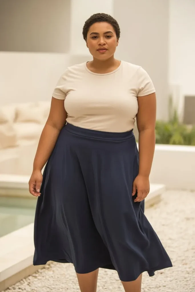 A-Line Skirt with Fitted T-Shirt