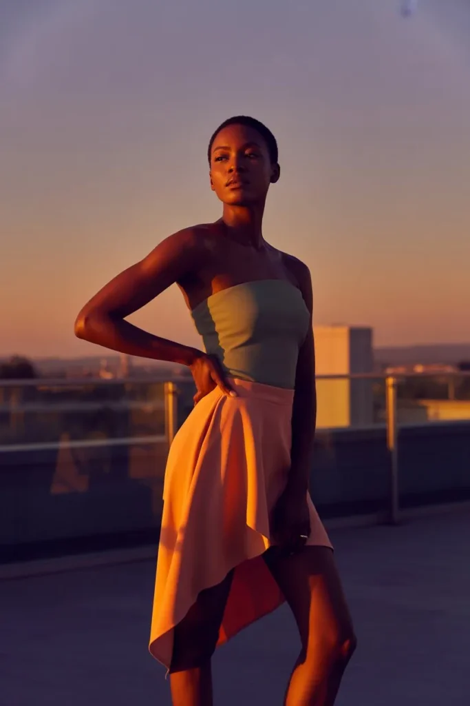 Asymmetrical Skirt with Strapless Top