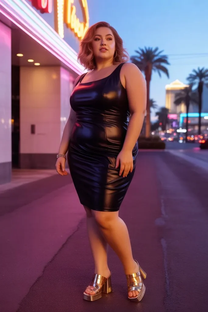 Black Bodycon Dress with Statement Heels