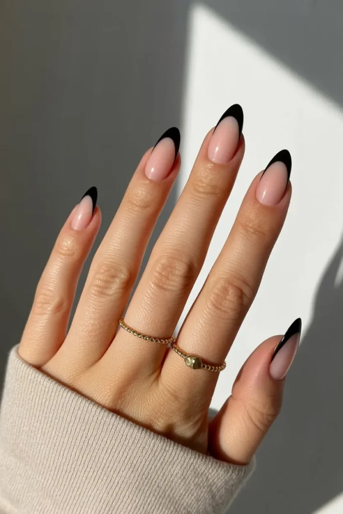 Black French Tip Modern Twist