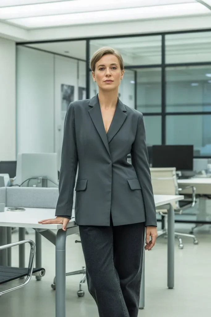 Blazer with Dark Denim for Smart Casual Offices