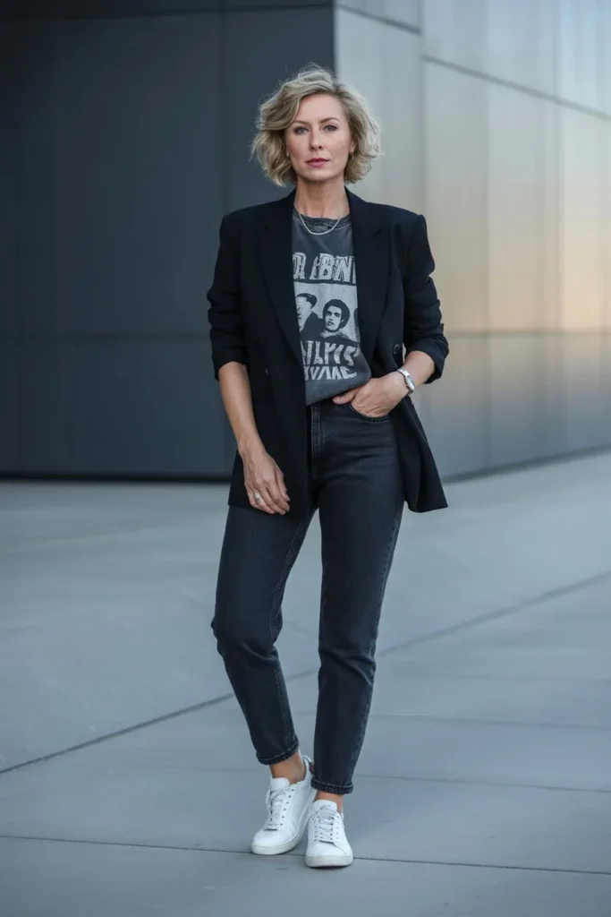 Blazer with Graphic Tee