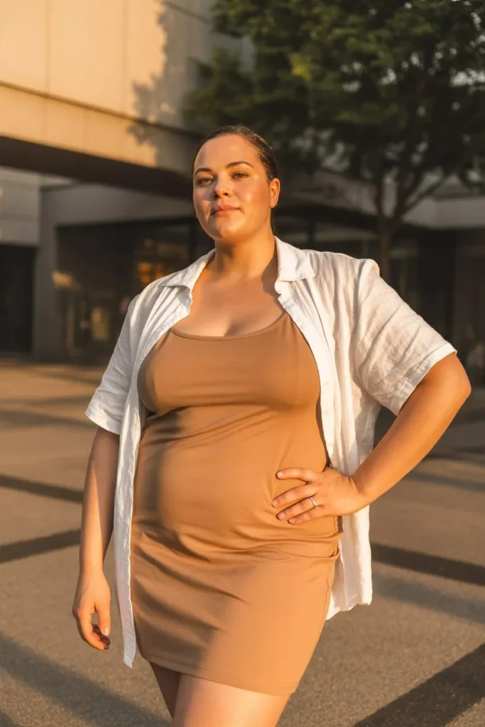 Bodycon Dress with Lightweight Shirt Layer