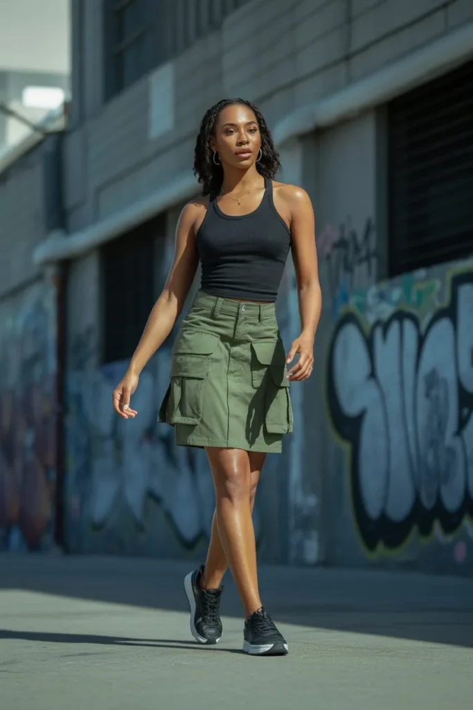 Cargo Skirt with Fitted Tank Top