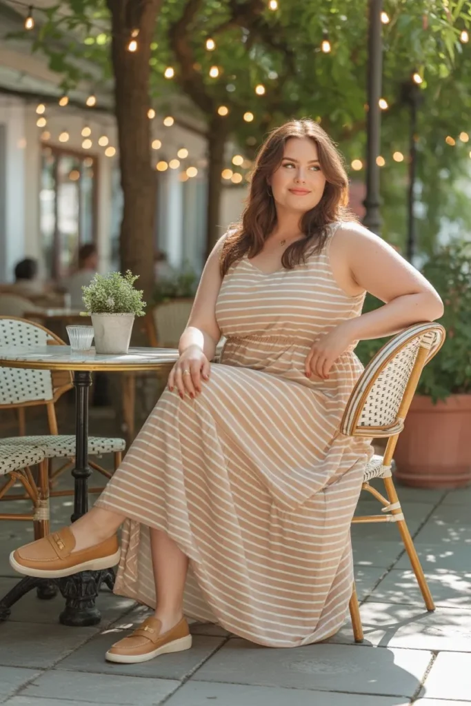Casual Striped Maxi Dress