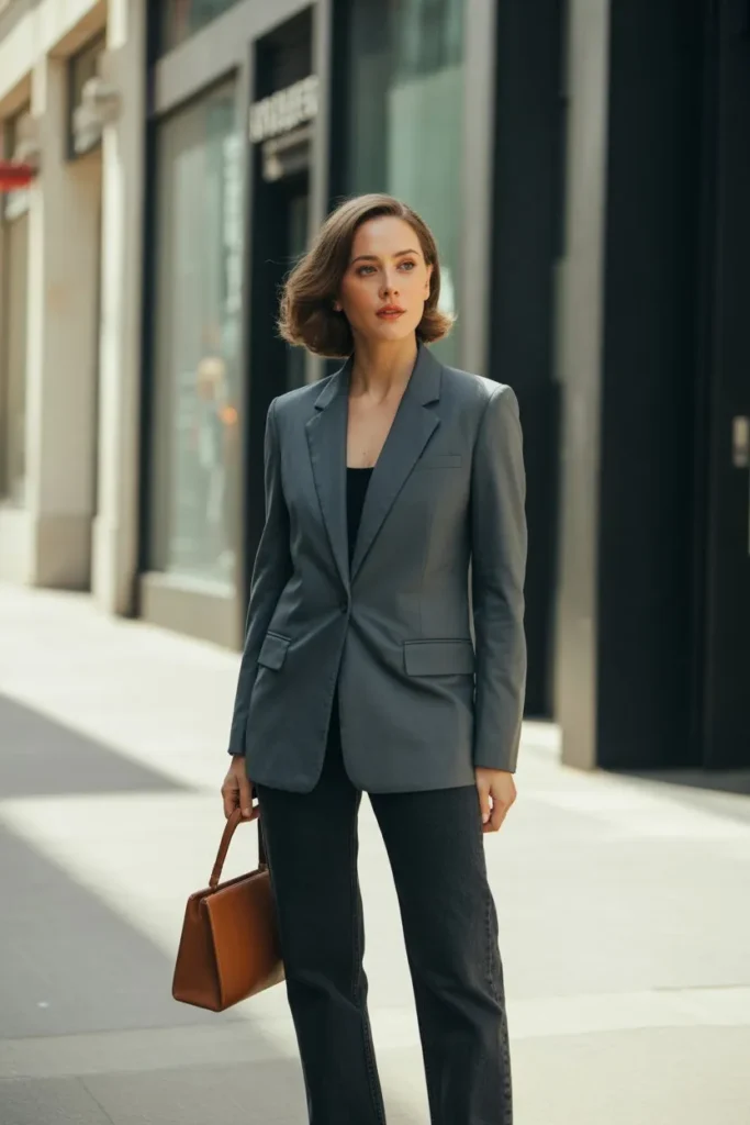 Classic Blazer with Straight Jeans