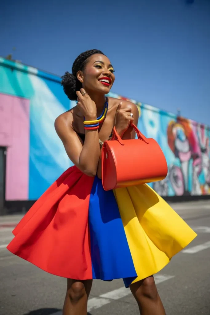 Color-Block Skirt with Matching Accessories