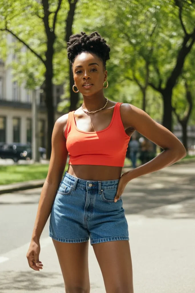 Crop Top with High-Waisted Shorts