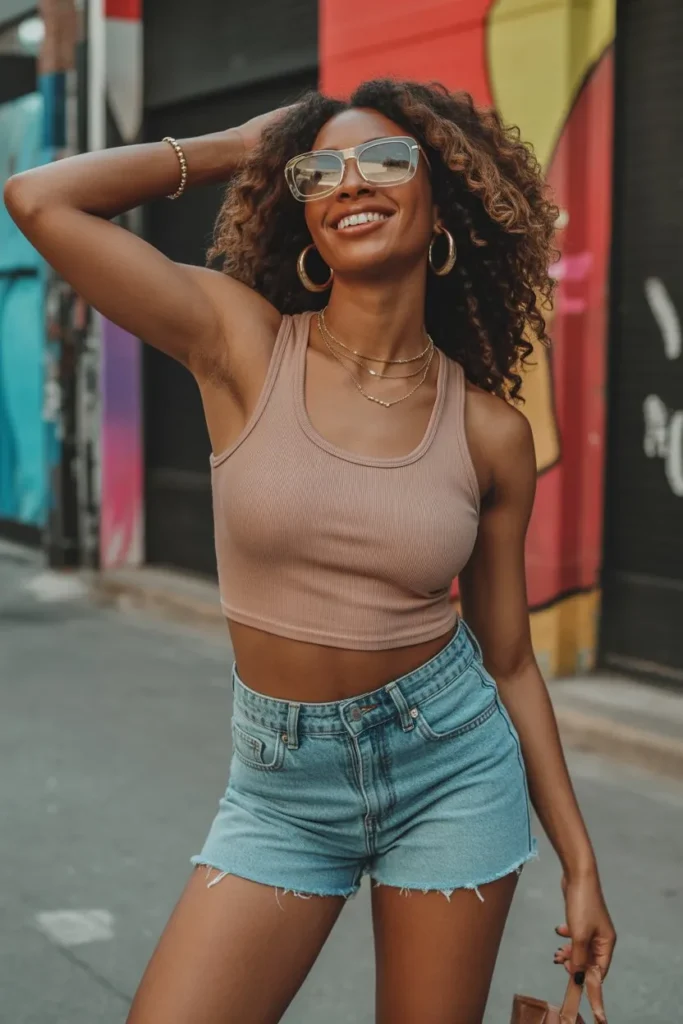 Crop Top with High-Waisted Shorts