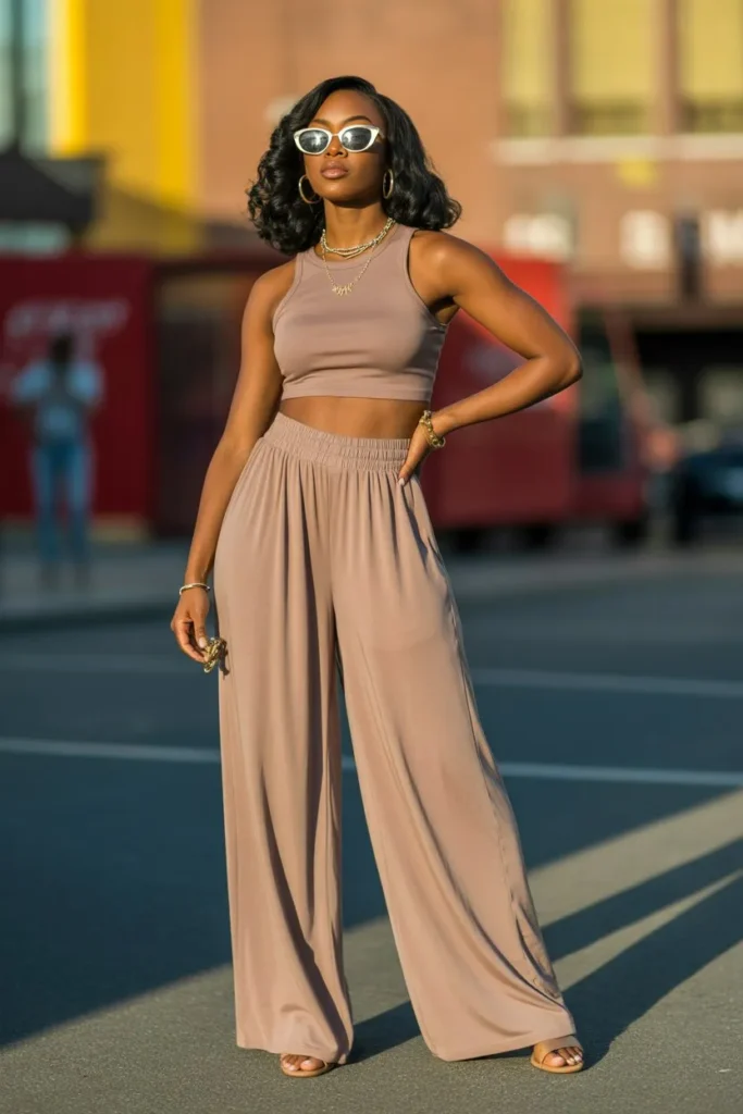 Crop Top with Wide-Leg Pants