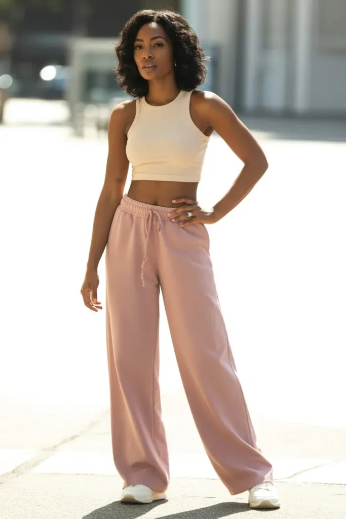 Crop Top with Wide-Leg Sweatpants