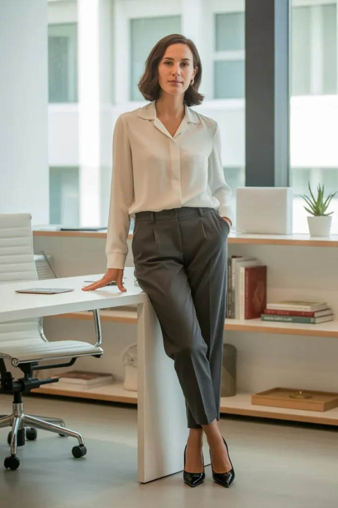 Cropped Trousers with Polished Top