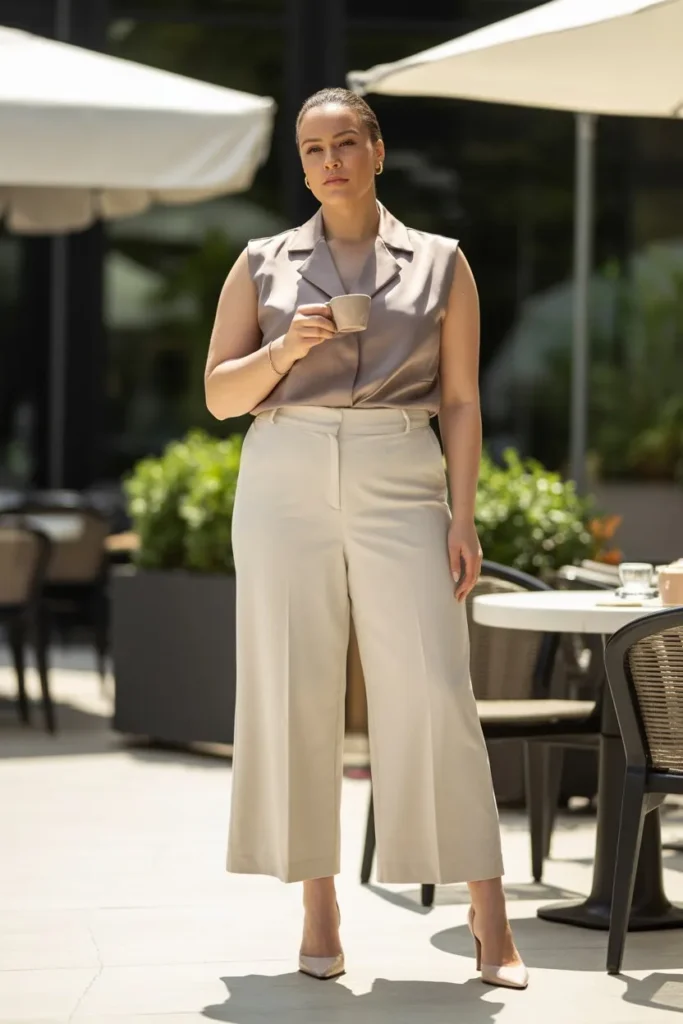 Cropped Wide-Leg Pants with Structured Top