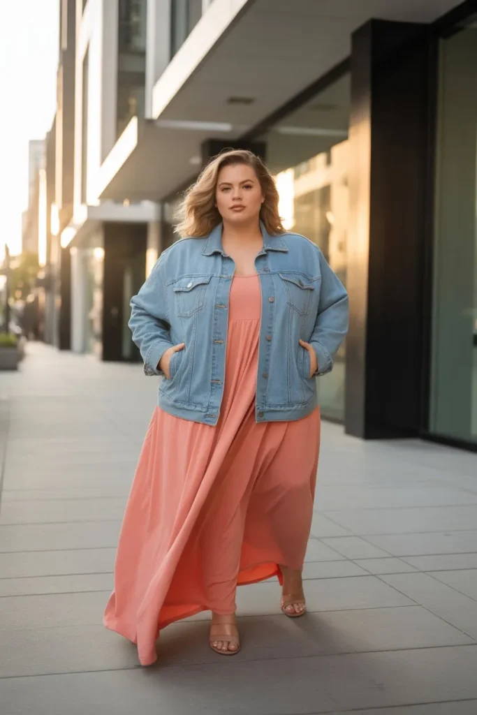 Denim Jacket with Maxi Dress