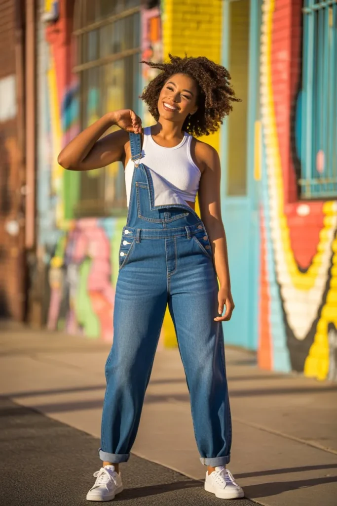 Denim Overalls with Crop Top