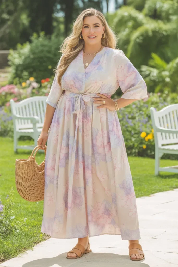Floral Flowy Maxi Dress with Sandals