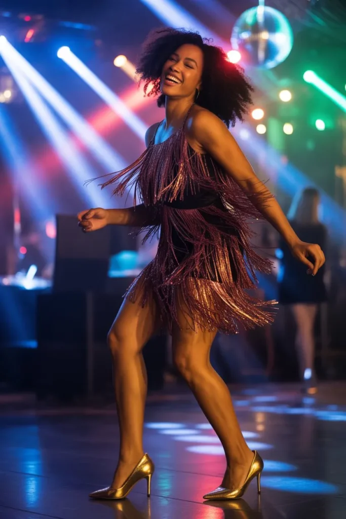 Fringe Dress with Metallic Heels