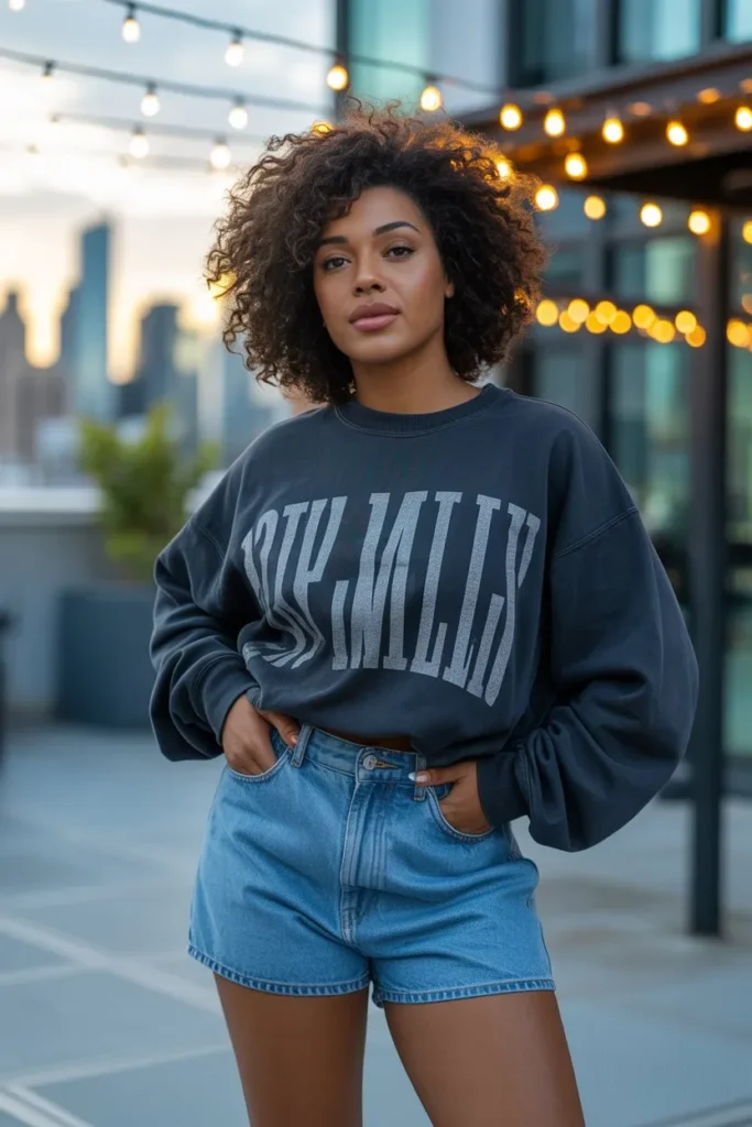 Graphic Sweatshirt with Casual Shorts