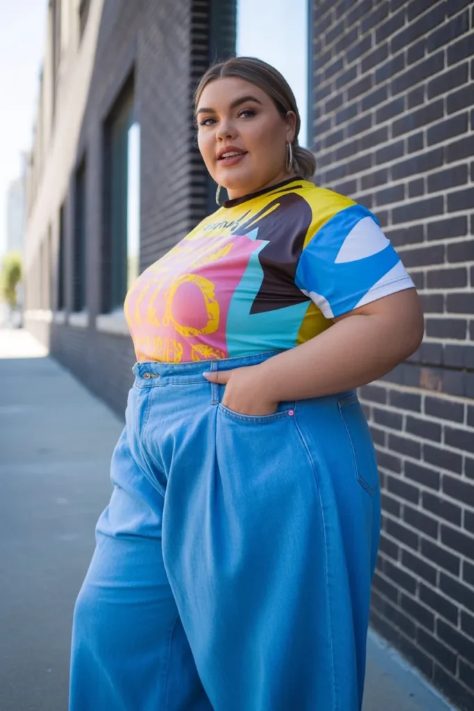 Graphic Tee with Wide-Leg Jeans