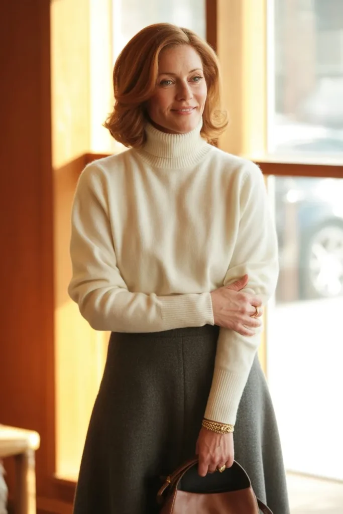 Knit Sweater with Midi Skirt Balance