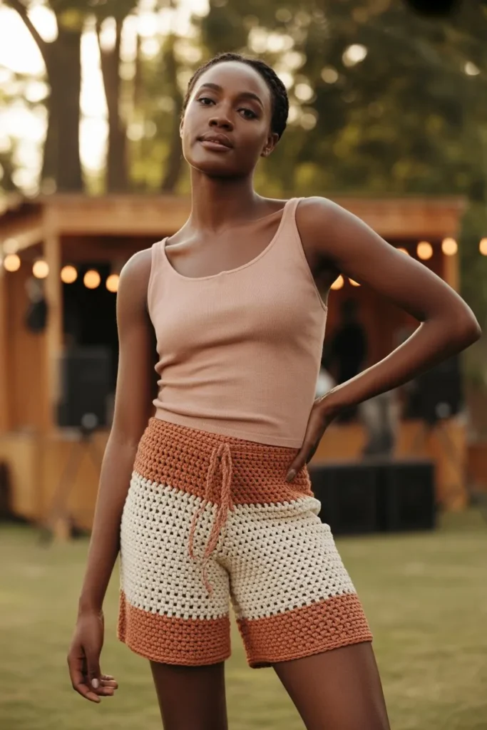Knit Tank with Crochet Shorts