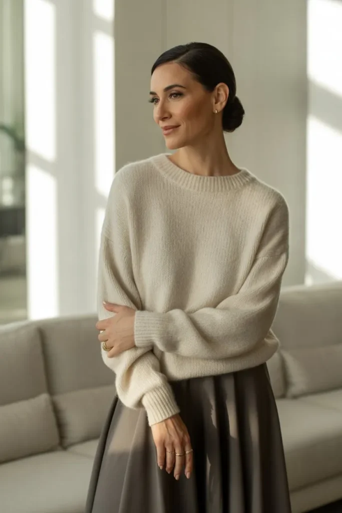 Knit Top with Midi Skirt Balance