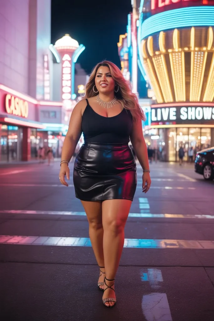 Leather Skirt with Bodysuit