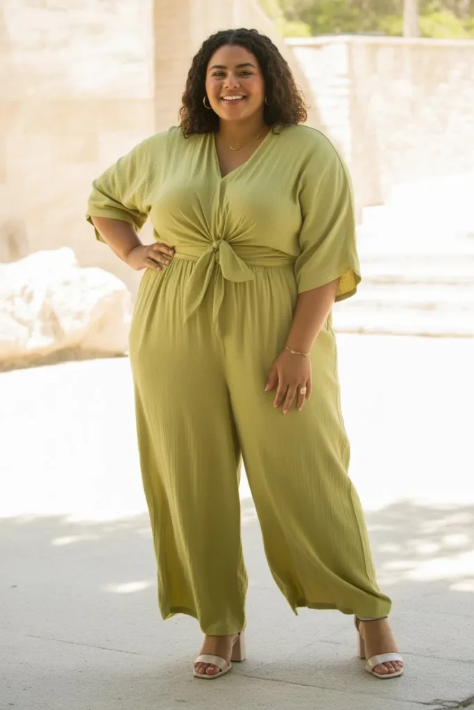 Lightweight Jumpsuit with Waist Tie