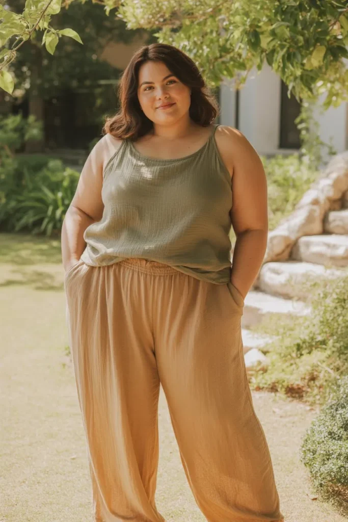 Linen Pants with Loose Tank Top