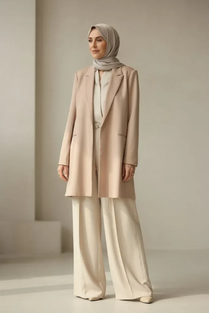 Long Blazer with Wide-Leg Pants