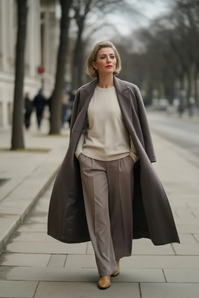 Longline Coat with Layered Inner Neutrals