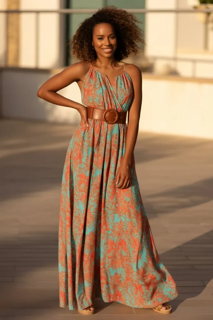 Maxi Dress with Belt for Defined Shape