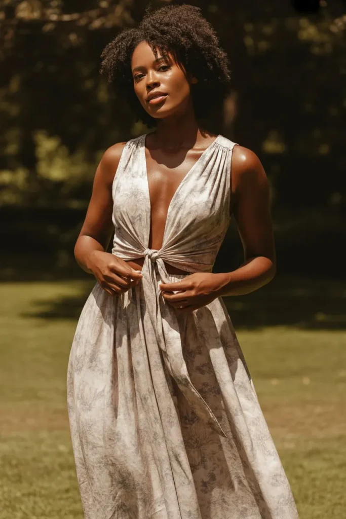 Maxi Dress with Waist Tie Detail