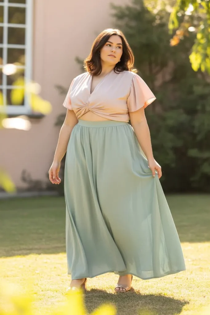 Maxi Skirt with Cropped Blouse