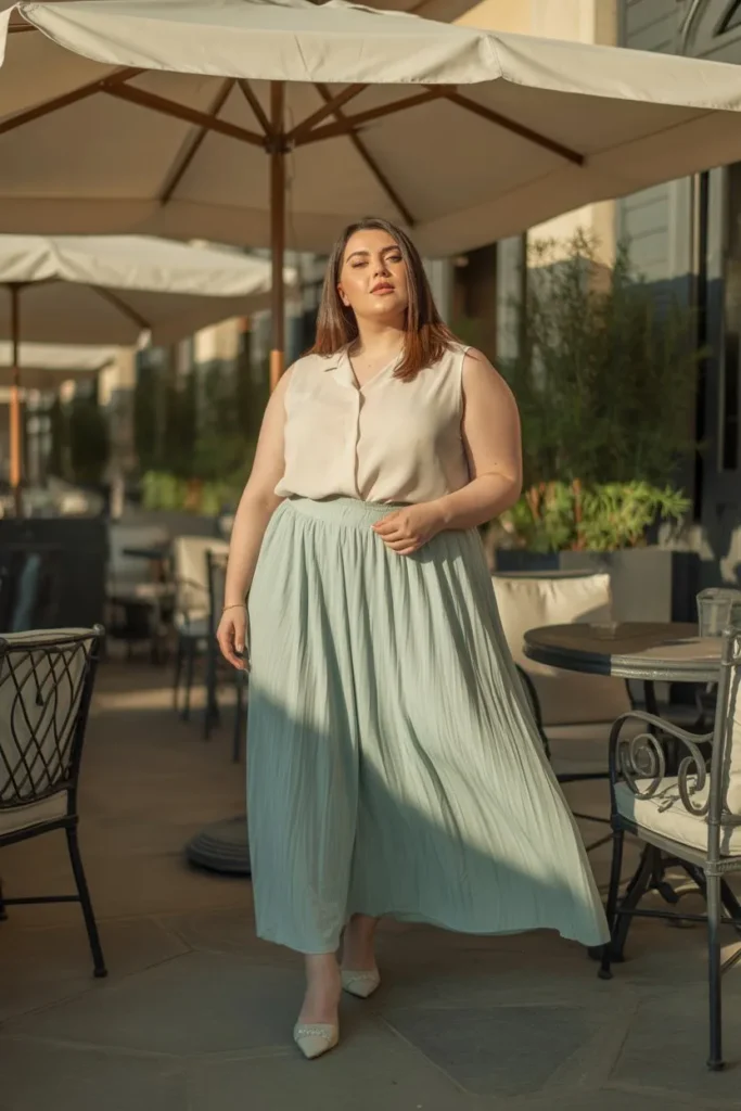 Maxi Skirt with Sleeveless Blouse