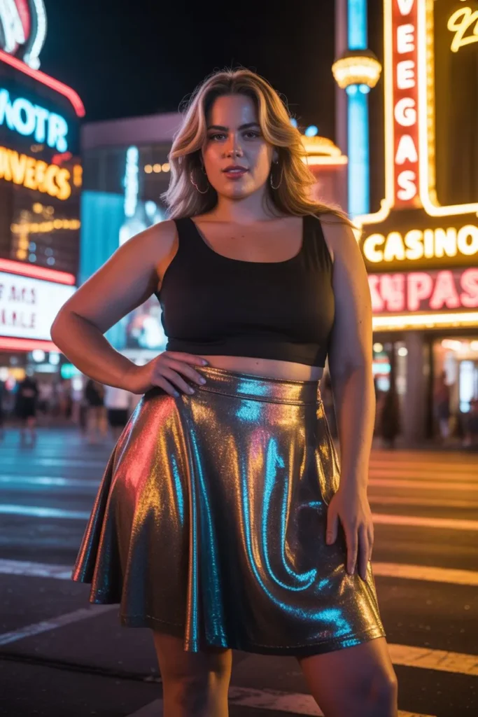 Metallic Skirt with Crop Top