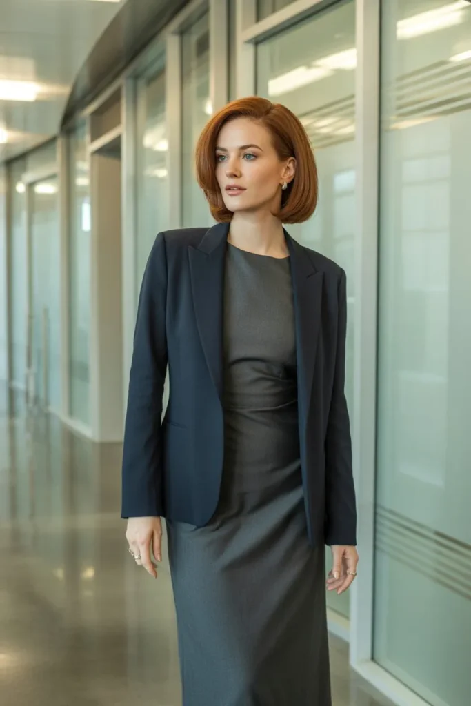 Midi Dress with Structured Layer