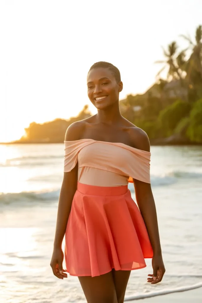 Mini Skirt with Off-Shoulder Top