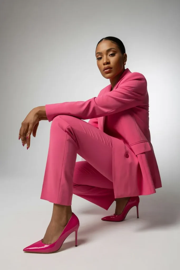 Monochrome Bold Color Outfit with Heels