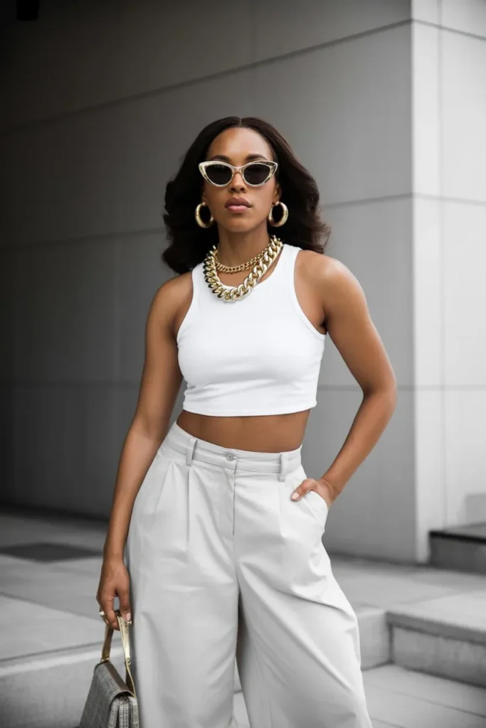 Monochrome Outfit with Bold Accessories