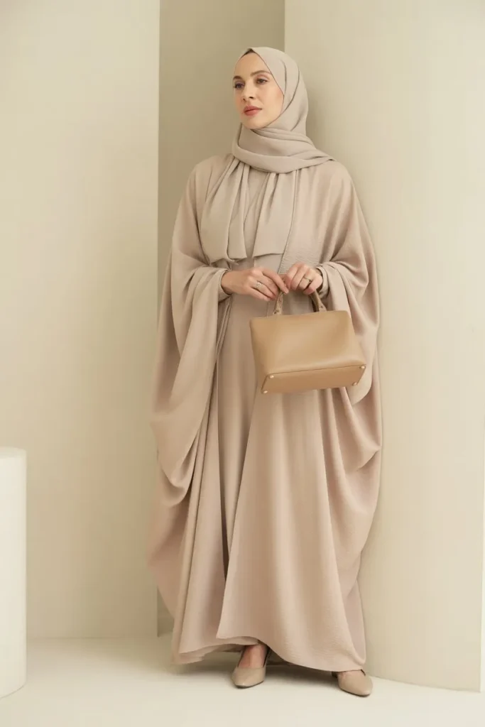 Neutral Abaya with Minimal Accessories