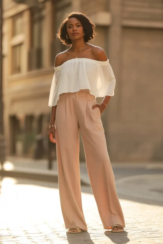 Off-Shoulder Top with Relaxed Fit Pants