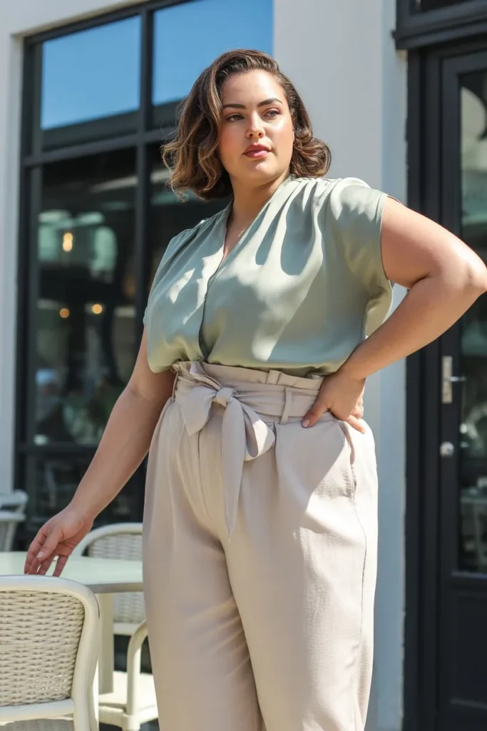 Paperbag Waist Pants with Blouse