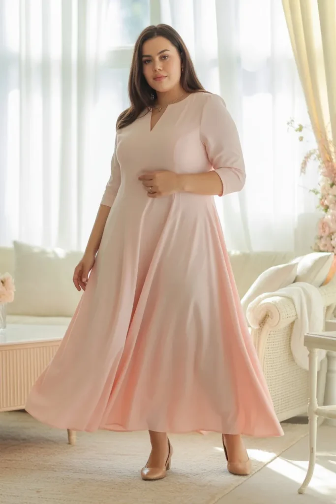 Pastel Pink Maxi Dress with Flats