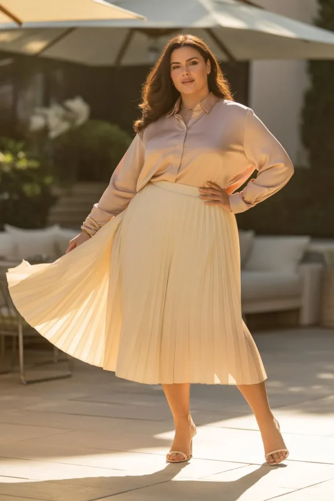 Pleated Skirt with Dressy Blouse