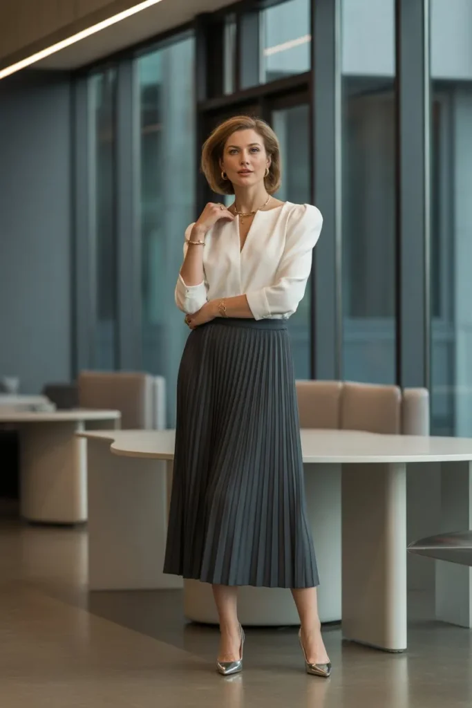 Pleated Skirt with Structured Top Balance