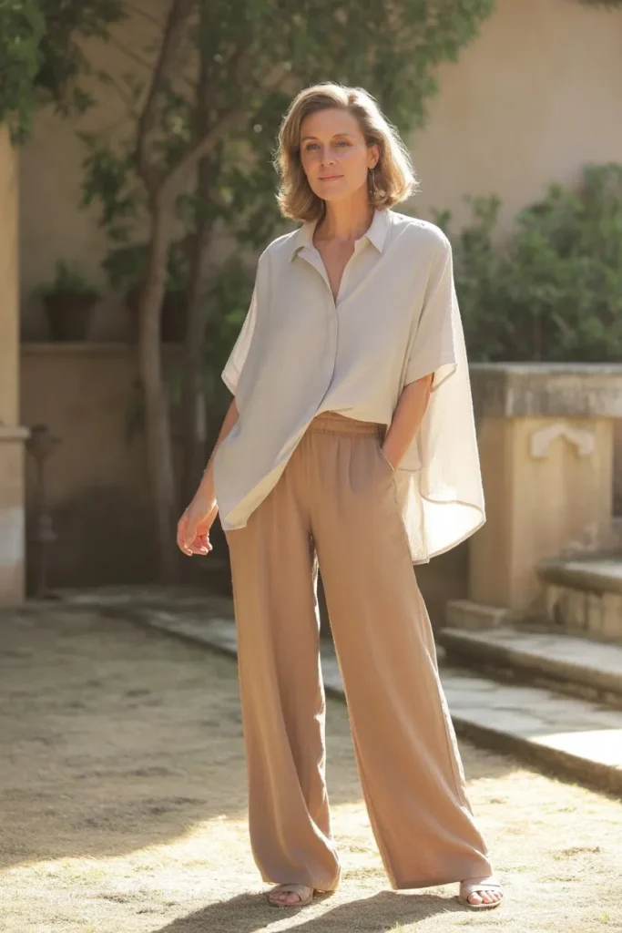 Relaxed Shirt with Wide-Leg Pants