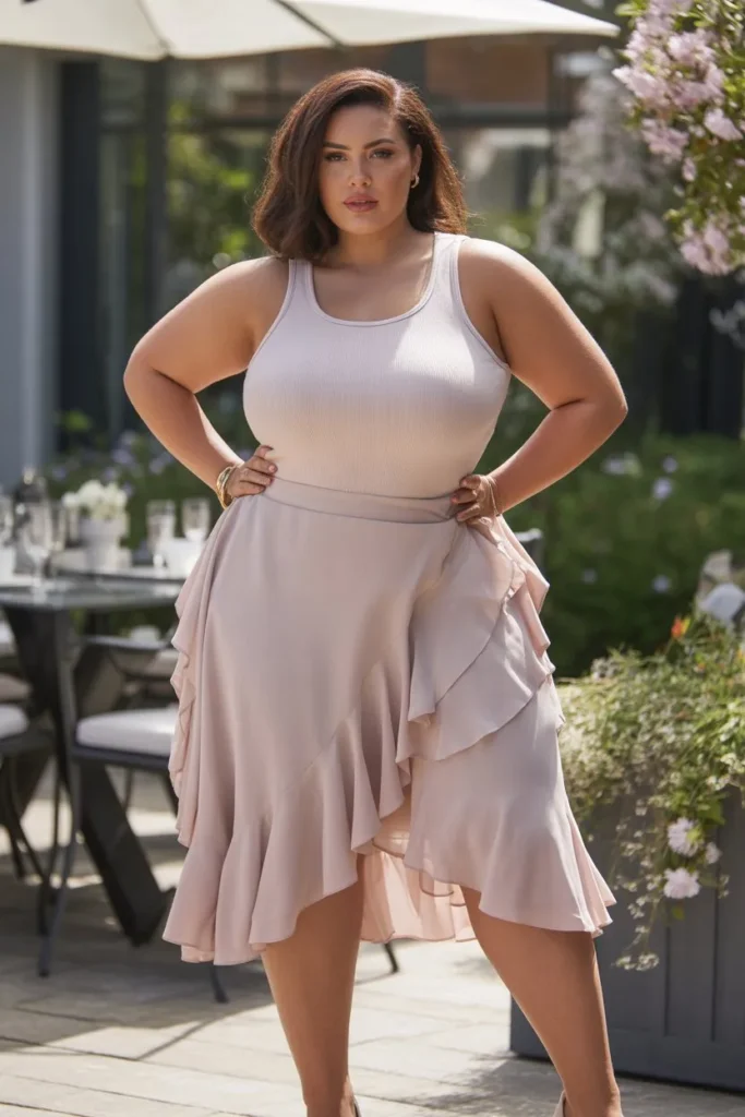 Ruffled Skirt with Fitted Tank Top